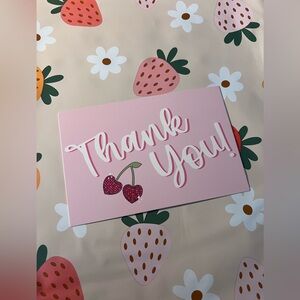 50PC Strawberry Shipping Supply Bundle–25 10x13 Poly Mailers + 25Thank You Cards